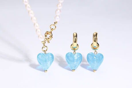 Classicharms-Esmée Glaze Heart Pendant Pearl Necklace