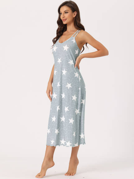 cheibear - Racer Back Full Slip Camisole Long Nightgown