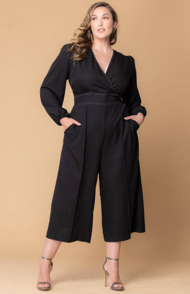 Kiyonna Tessa Cropped Wide Leg Jumpsuit (Plus Size)