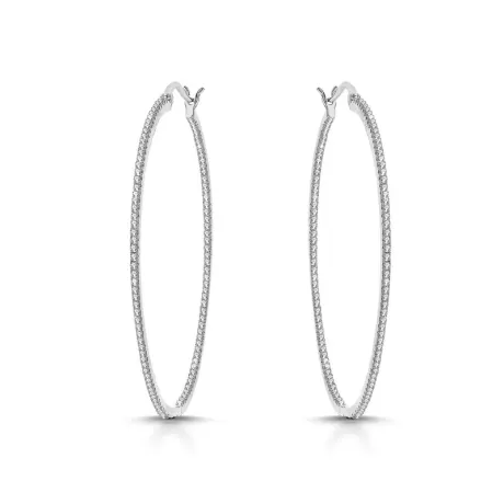 Rachel Glauber Colored Cubic Zirconia Slim Large Hoop Earrings