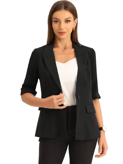 Allegra K - Chiffon Half Sleeve Dressy Blazer