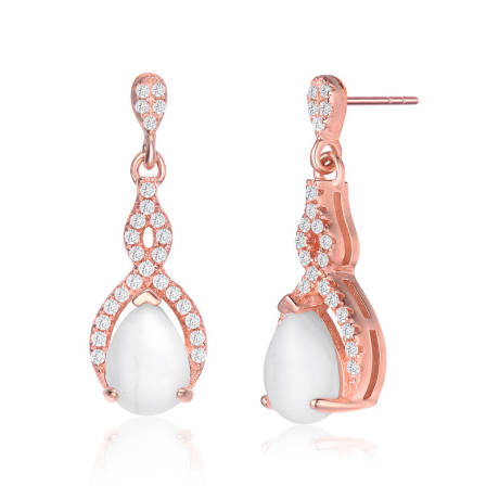 Genevive Sterling Silver with Colored Cubic Zirconia Teardrop Earrings