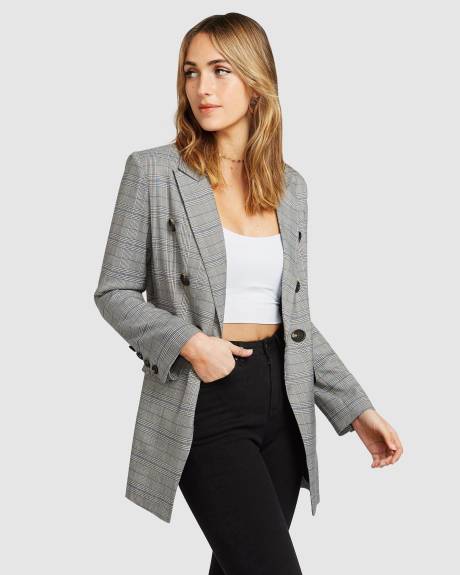 Belle & Bloom Too Cool For Work Plaid Blazer