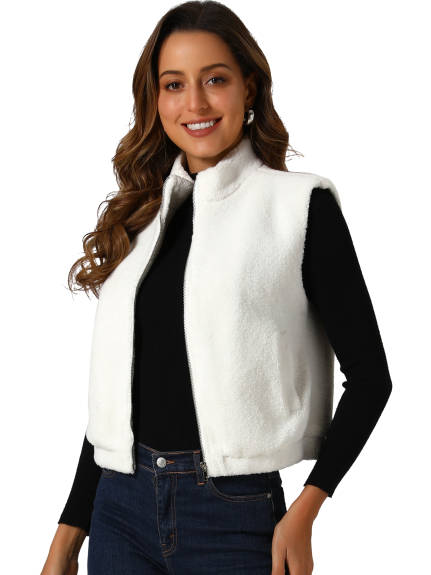 Allegra K- Gilet d'hiver sans manches en polaire duveteuse