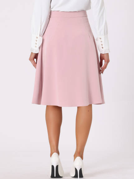 Allegra K- Button Decor High Waist A-Line Skirt