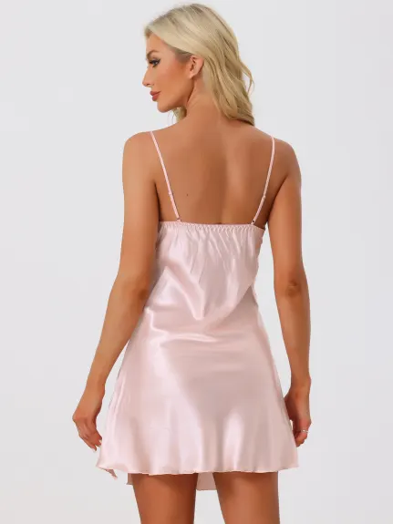 Cheibear - Satin Lingerie Dress Mini Nightgown