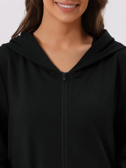 cheibear - Zip Front Hooded Long Nightshirt