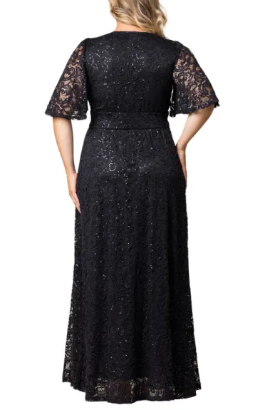 Kiyonna Luminous Sequin Lace Long Gown (Plus Size)