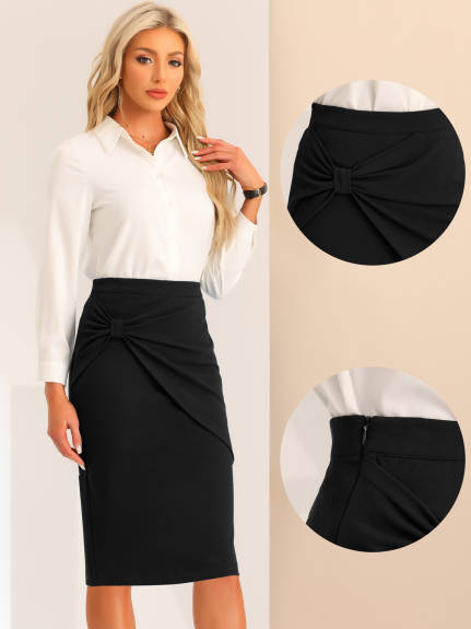 Allegra K - Ruched High Waist Work Pencil Skirt