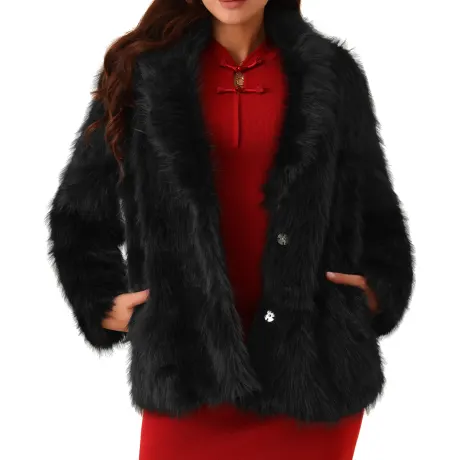 Allegra K - Faux Fur Winter Shaggy Coat