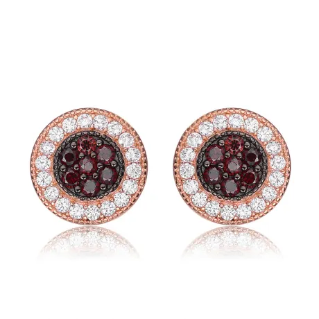 Genevive Sterling Silver 18k Rose Gold plated with Coffee Cubic Zirconia Stud Earrings