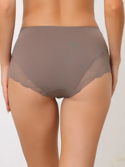 Allegra K- High Waist Lace Silky Brief Panties