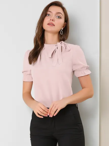 Allegra K - Tie Neck Summer Blouse Pack, Pink Combo 1