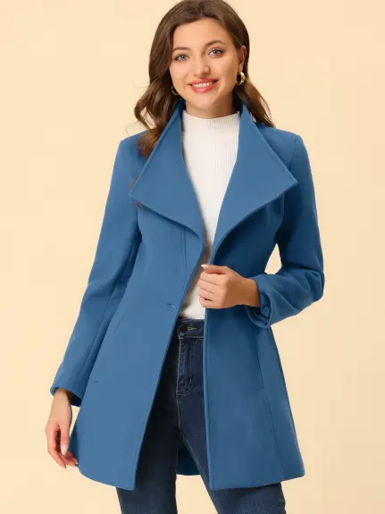 Allegra K- Manteau long classique à col montant et ceinture