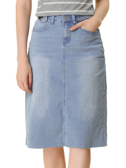 Allegra K- Back Slit Denim Skirt Pack, Blue Combo 2