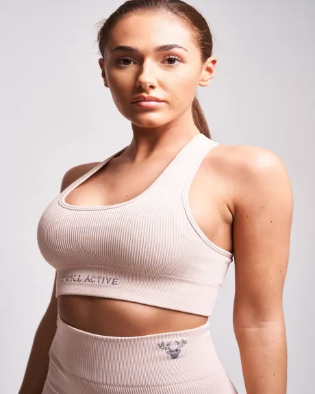 Twill Active - Soutien-gorge de sport à côtes recyclées en Nomex - Vison