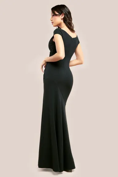 Goddiva - Pearl Detail Scuba Crepe Maxi Dress