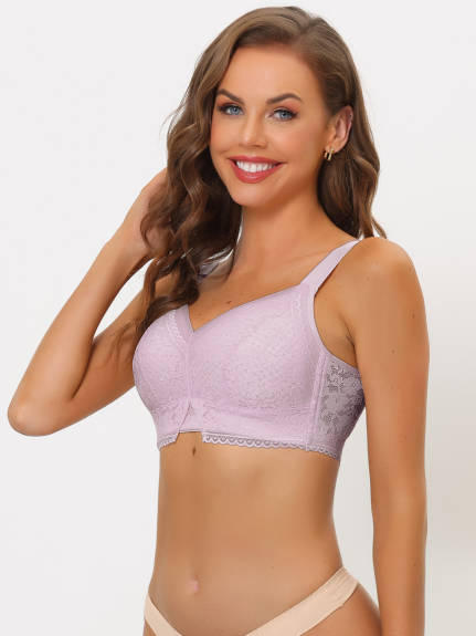 Allegra K - U Back Wireless Lace Bras Pack, Light Purple