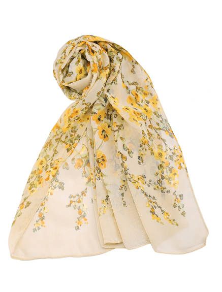 Allegra K- Floral Chiffon Long Scarf Wrap Shawl