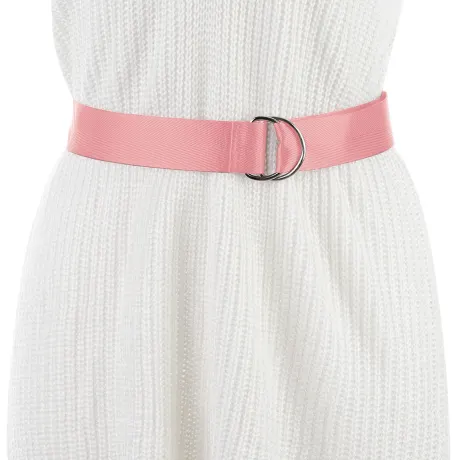 Allegra K- Double D-Ring Buckle Canvas Waist Belt