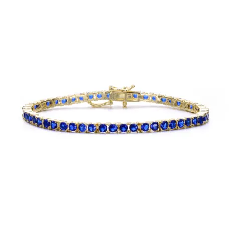 Rachel Glauber 14k Gold Plated with Colored 3mm Cubic Zirconia Tennis Bracelet