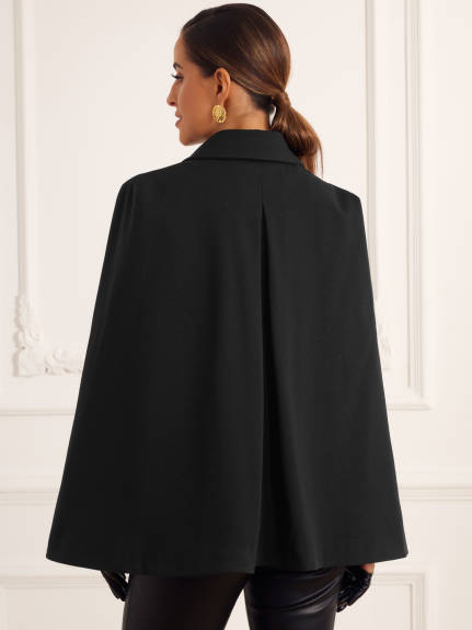 Allegra K - Split Sleeve Button Front Blazer Cape Coat