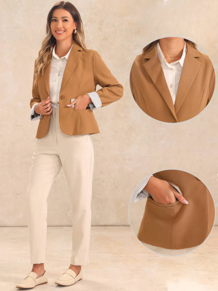 Allegra K- One Button Suit Blazer Jacket