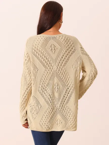 Seta T - V Neck Hollow Cable Knit Sweater