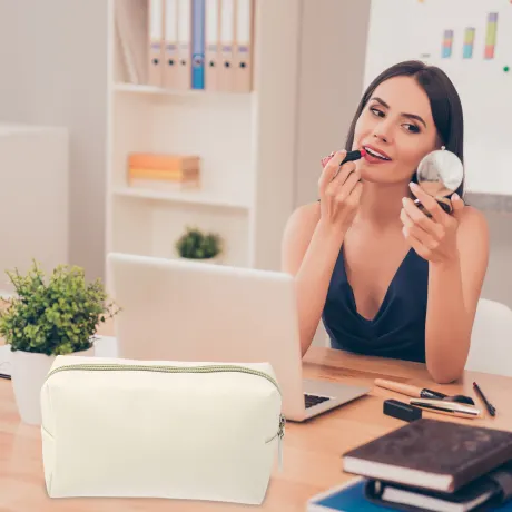 Unique Bargains - Trousse de maquillage en cuir PU Organisateur de brosses de toilette