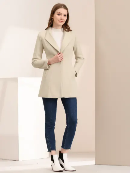 Allegra K- Manteau long boutonné à col châle