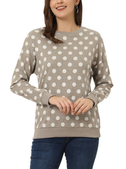 Allegra K- Knitted Pullover Top Polka Dots Sweater