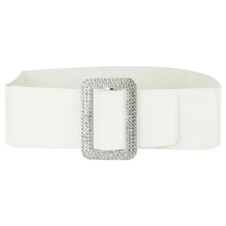 Allegra K- Thick Waist Elastic Rhinestone Buckle Wide Belt