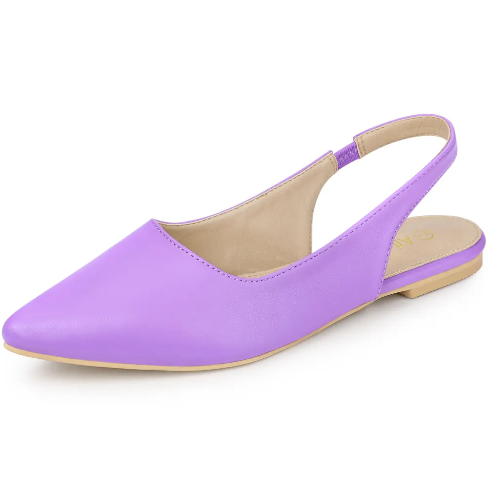 Allegra K - Pointed Toe Slingback Flats Pumps