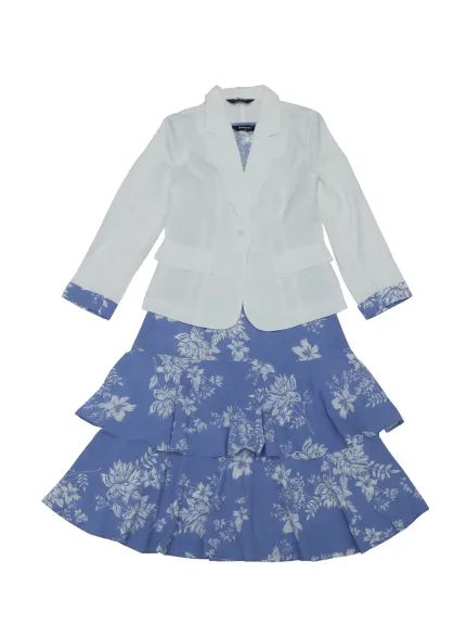 Allegra K- Ensemble de costume - Veste blazer en mousseline de soie à fleurs