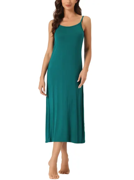 cheibear - Cami Tank Sleeveless Midi Sleepdress