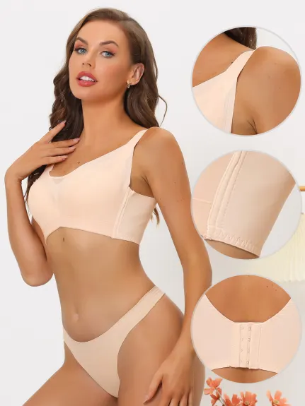 Allegra K - Pack de soutiens-gorge à armatures en maille à couverture complète, Beige