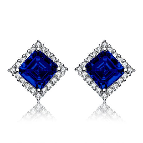 Rachel Glauber Square Stud Earrings with Colored Cubic Zirconia