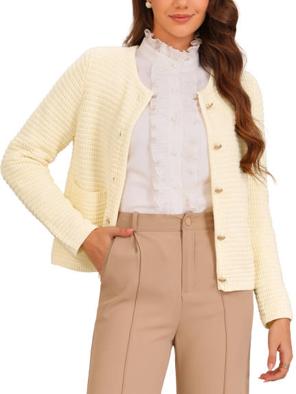 Allegra K - Button Down Knit Outerwear Sweater