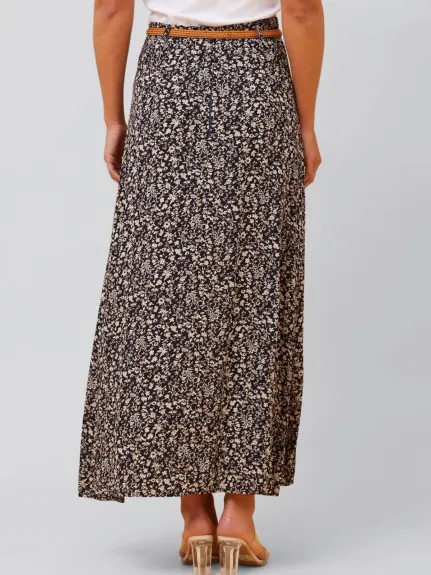 Annick - Cassie Long Skirt Ditsy Print Belt Included