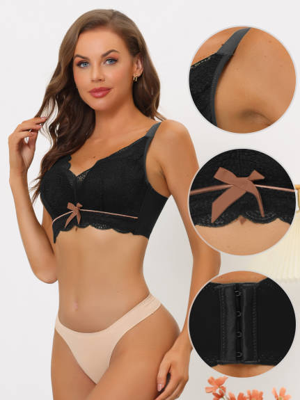 Allegra K- Soutien-gorge minimiseur rembourré en dentelle sans armatures pour femmes