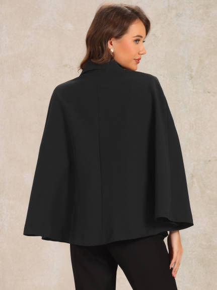 Allegra K - Double Breasted Cape Blazer Jacket