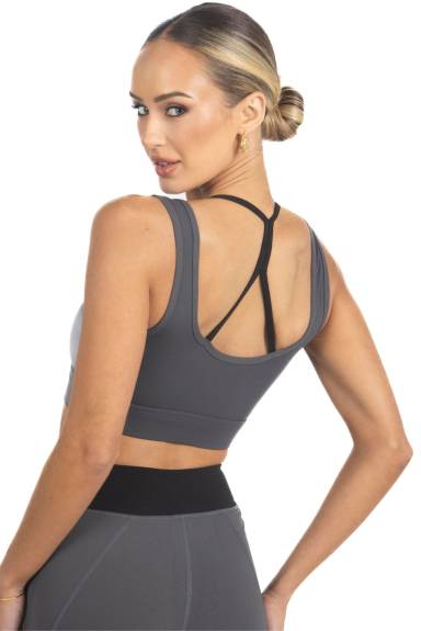 Akalia Cleo Color Block Activewear Sportsbra in Black