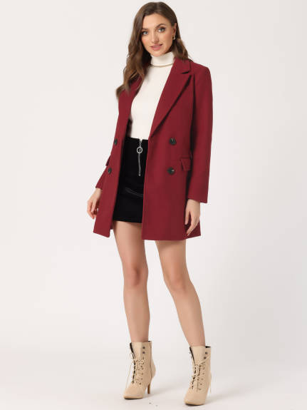 Allegra K- Double Breasted Belted Pocket Trench Coat