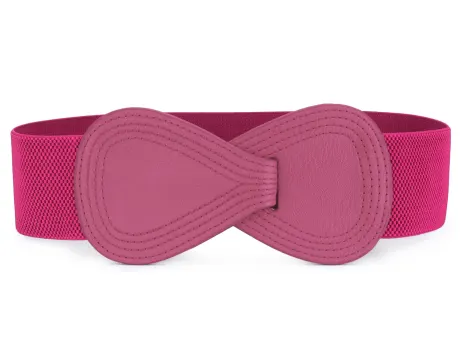 Allegra K- Interlock 8-Shaped Buckle Elastic Belt