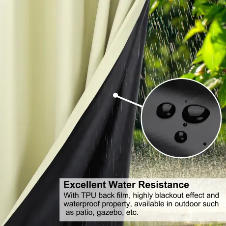 PiccoCasa- 100% Blackout Waterproof Grommet Curtains with Black Liner, 2 Panels Set 52 x 108 Inch