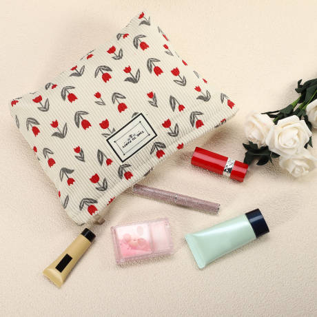 Unique Bargains- Floral Makeup Bag Large Pouch Travel Coin Purse