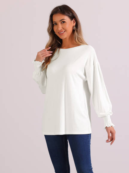 Allegra K - Long Sleeve Plain Casual Loose Tops