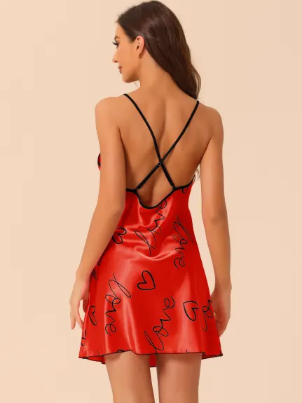 cheibear - Heart Print Lounge Mini Nightgown