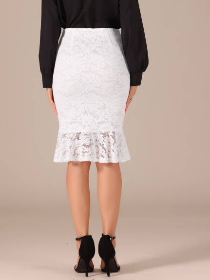 Allegra K - Elegant Fishtail Lace Bodycon Skirt