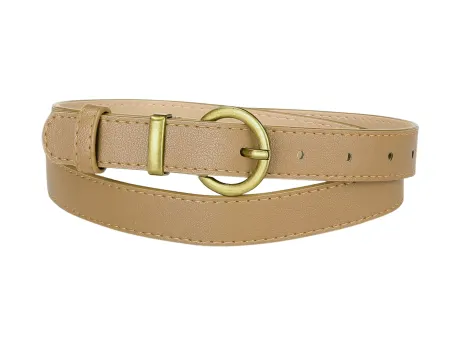 Allegra K- Ceinture fine en cuir PU avec boucle ardillon en métal bronze